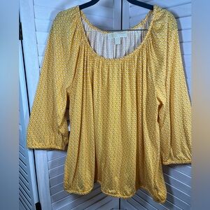 MICHAEL Michael Kors Yellow Printed Peasant Crop Top